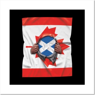 Scotland Flag Canadian Flag Ripped - Gift for Scottish From Scotland Posters and Art